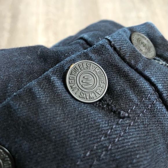 MOTHER The Pixie Ankle Fray Jeans Size 32 Button Fly raw hem Dark Blue - Picture 9 of 12